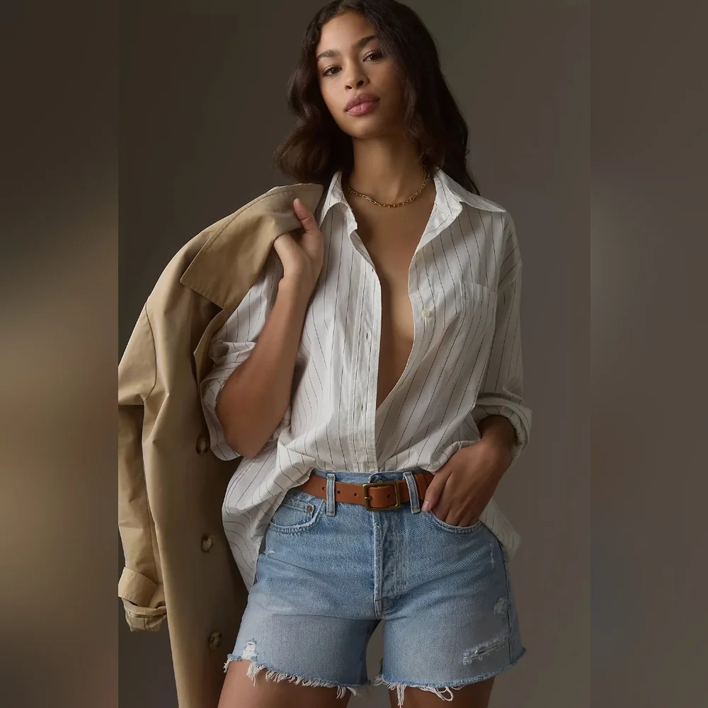 Anthropologie AGOLDE Parker Denim Long Shorts Sz 30 100% Organic Cotton - Picture 3 of 12
